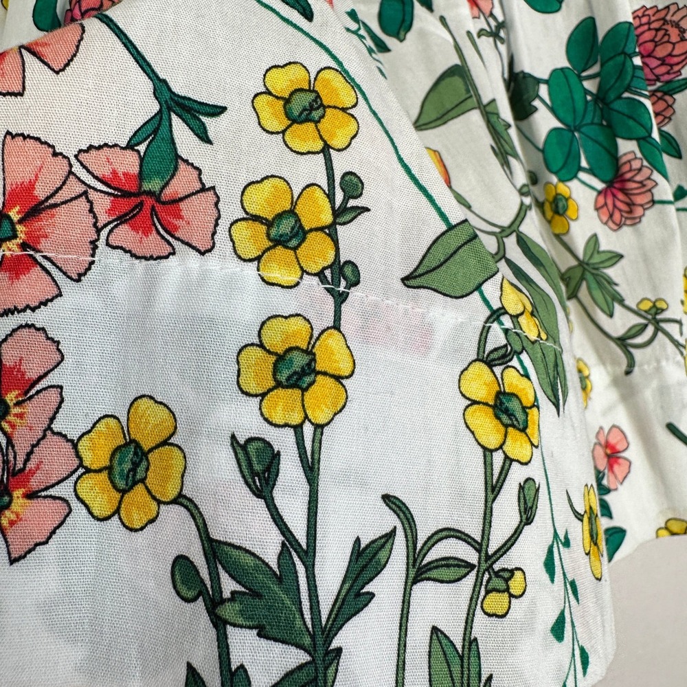 Nautica Jeans Floral Peplum Blouse‎ White Puff Sleeve Women's XS - Picture 11 of 14